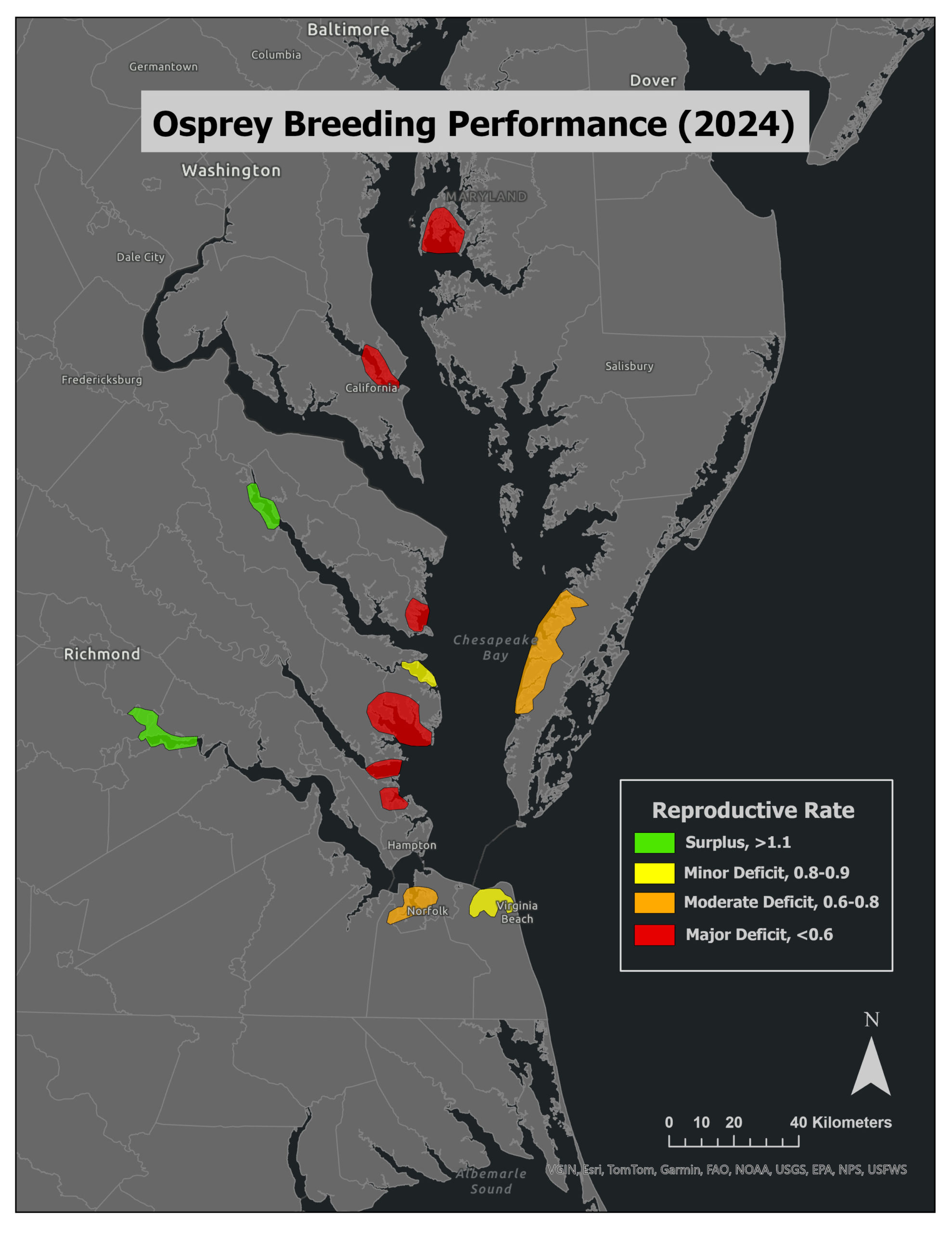Chesapeake Bay ospreys continue to experience poor breeding performance ...