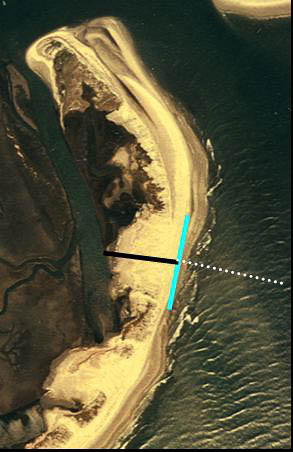 Aerial photo of a washover of North Smith Island's beach