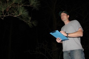 Michael Wilson stops to count birds along a nightjar survey route in Virginia