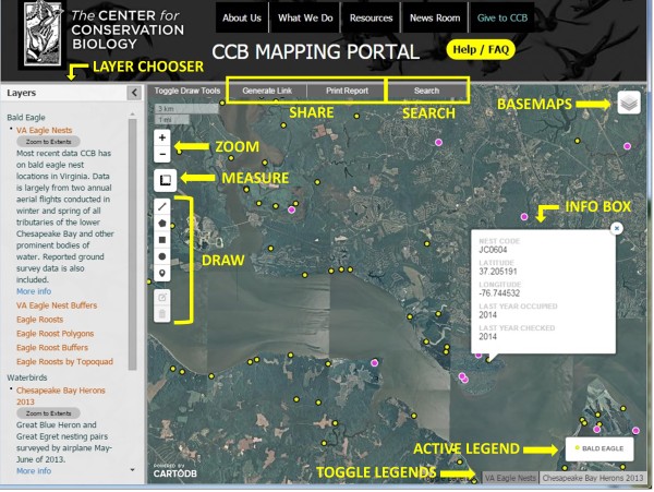 These are the main parts to the CCB Mapping Portal.