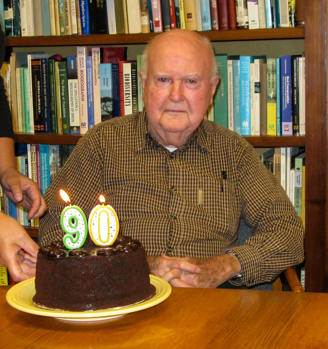 Mitchell Byrd with birthday cake in the CCB conference room in August of 2018.