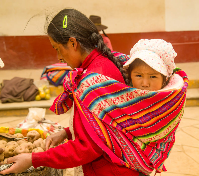 Mother and daughter shop in the Andes of Peru.