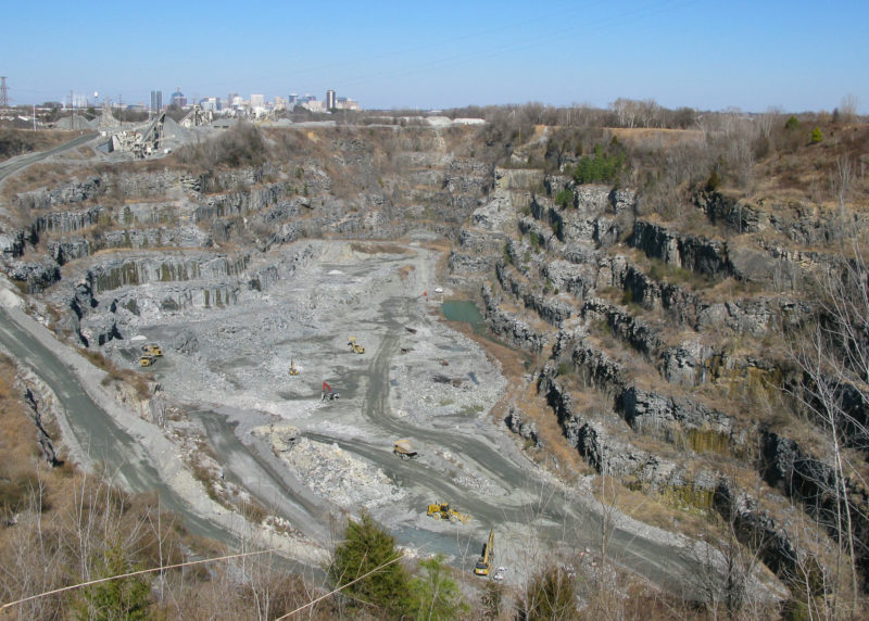 Typical configuration of hard-rock quarry