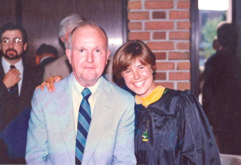 Vickie Finn with Dr. Byrd during the biology department graduation reception.